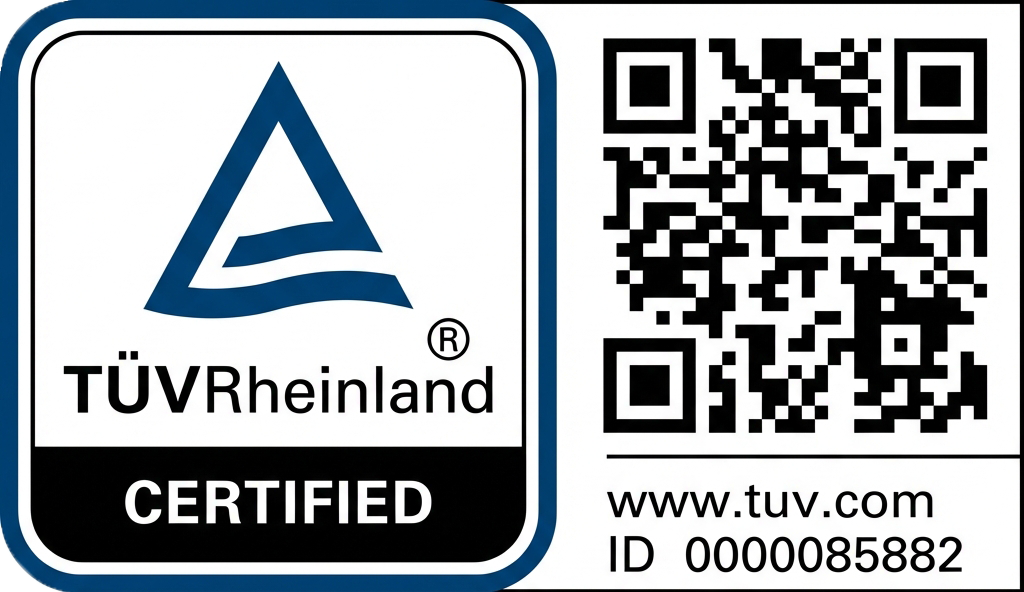 TÜV Rheinland zertifiziert — Zertifikat ID 0000085882